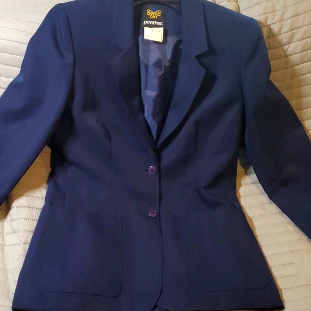 Vintage Womens Blazer Navy Padded Shoulders